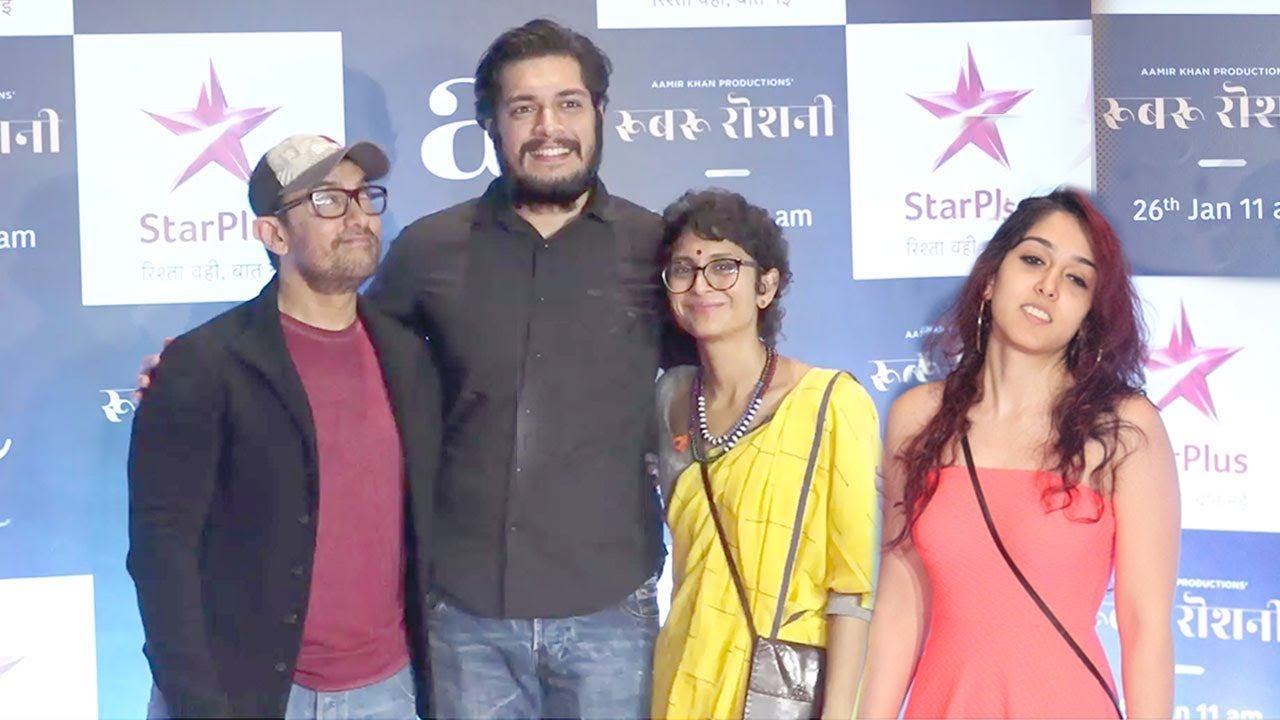 Aamir Khan With Family - Daughter Ira Khan,Son Junaid Khan & Wife Kiran Rao
